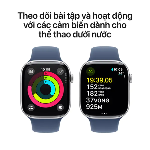 Apple Watch S10 GPS 46mm Viền Nhôm Dây Cao Su - Chính Hãng VN/A - Size M/L