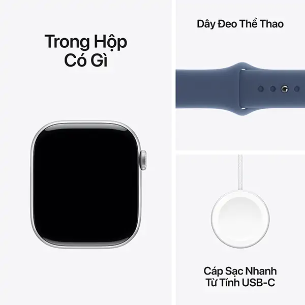 Apple Watch S10 GPS 46mm Viền Nhôm Dây Cao Su - Chính Hãng VN/A - Size M/L