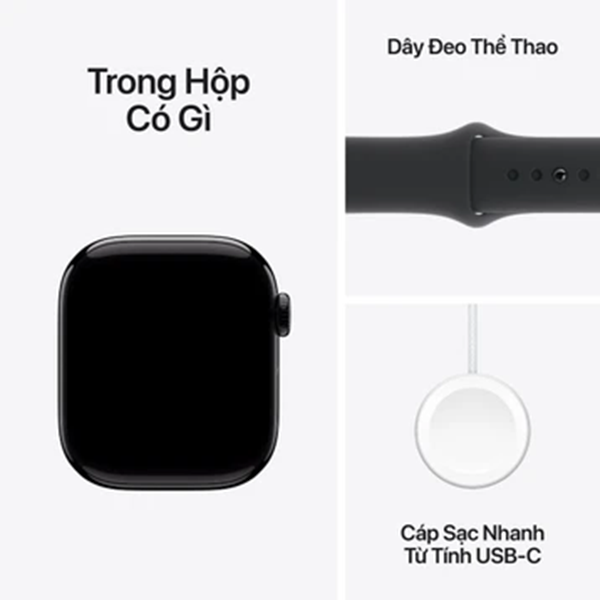 Apple Watch S10 LTE 42mm Viền Nhôm Dây Cao Su - Chính Hãng VN/A - Size S/M