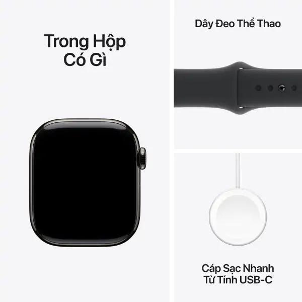 Apple Watch S10 LTE 42mm Viền Titan Dây Cao Su - Chính Hãng VN/A - Size S/M