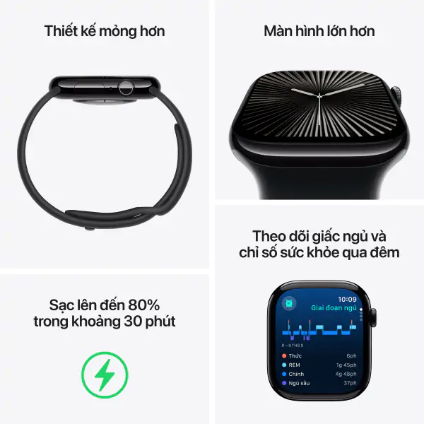 Apple Watch S10 LTE 46mm Viền Titan Dây Cao Su - Chính Hãng VN/A - Size M/L