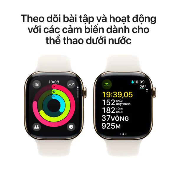 Apple Watch S10 LTE 46mm Viền Titan Dây Cao Su - Chính Hãng VN/A - Size M/L