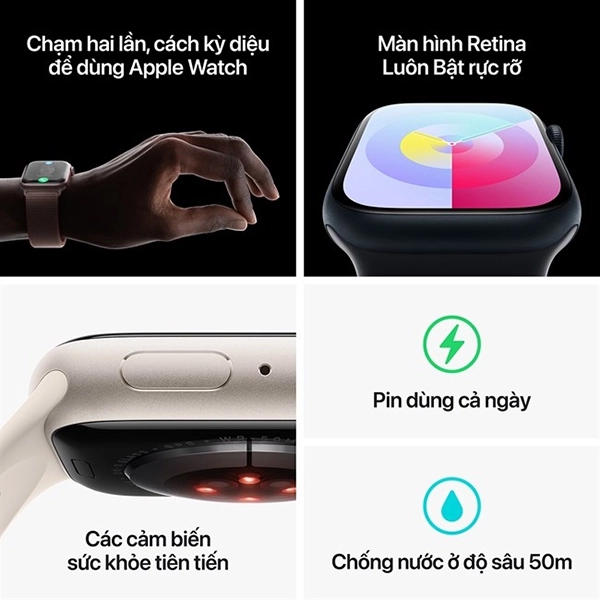 Apple Watch Series 9 GPS 45mm Viền Nhôm Dây Cao Su - Size S/M
